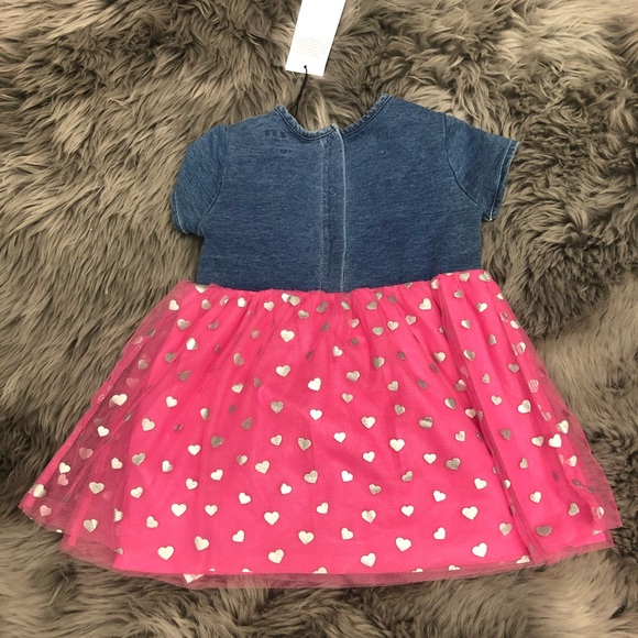 Guess | Girls Denim & Hearts Dress | Blue & Pink | Various Sizes - Picture 3 of 5